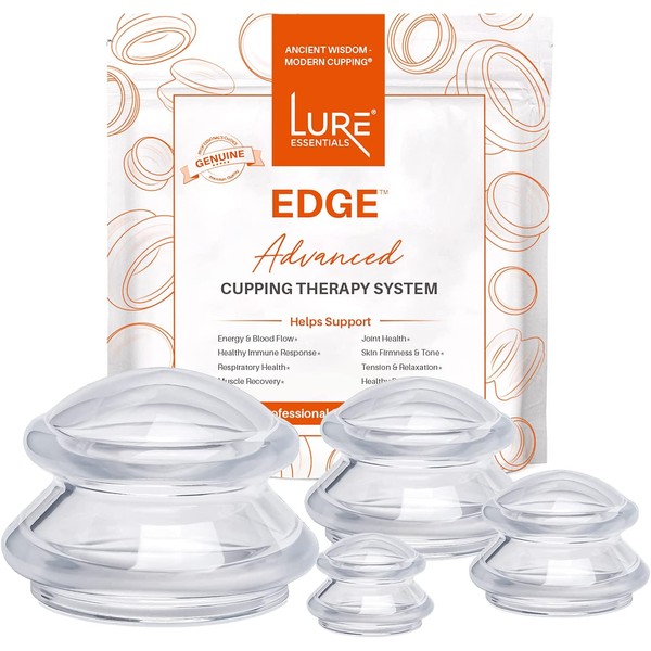 Lure Edge Cupping Therapy Sets - Silicone Cups for Cupping Set (Firm,Clear, 4)