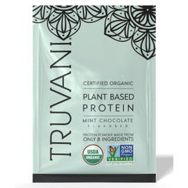 Truvani Vegan Pea Protein Powder | Mint Chocolate | 20g Organic Plant Based Protein | 1 Serving | Keto | Gluten & Dairy Free | Low Carb | No Added Sugar
