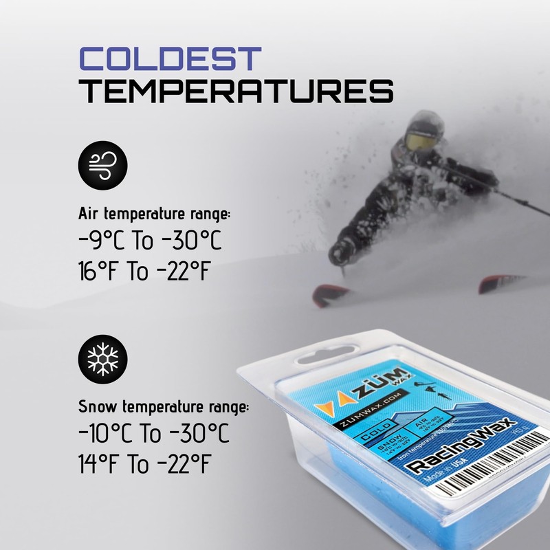 ZUMWax Ski/Snowboard RACING WAX - COLD Temperature - 100 gram