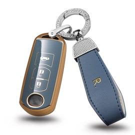 ontto Car Key fob Cover fit for Mazda MX5 CX-5 CX-7 CX-9 Mazda 6 Atenza Smart Key case TPU Key Shell Key Holder Keychain Accessories 3-Buttons Gray