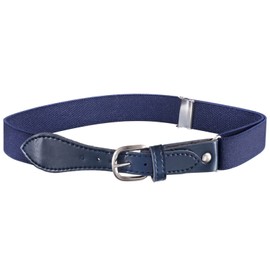 Kids Elastic Adjustable Belt with Leather Closure - Navy Blue