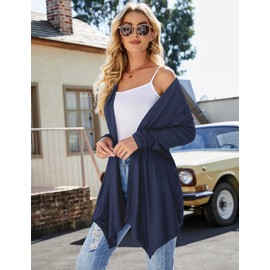 Uvog Light Cardigans for Women Summer, Womens Lightweight Open Front Cardigan Thin Sweater Work Coat Navy M