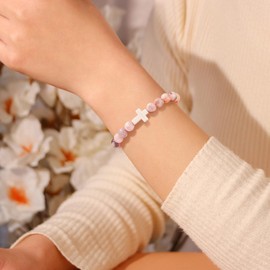 JoycuFF 30th Birthday Gifts for Her Milestone Bracelets 30 Year Old Birthday Gifts for Women Friends Mom Daughter Granddaughter Aunt Inspirational 30th Birthday Card Pink Zebra Jasper