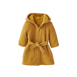 Vertbaudet Bio-Kollektion: Baby Tier-Bademantel mit Musselin ocker 80