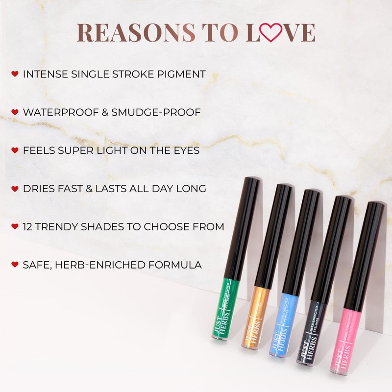 Just Herbs Eyeliner Waterproof and Smudge Proof, Long Lasting Eyeliners