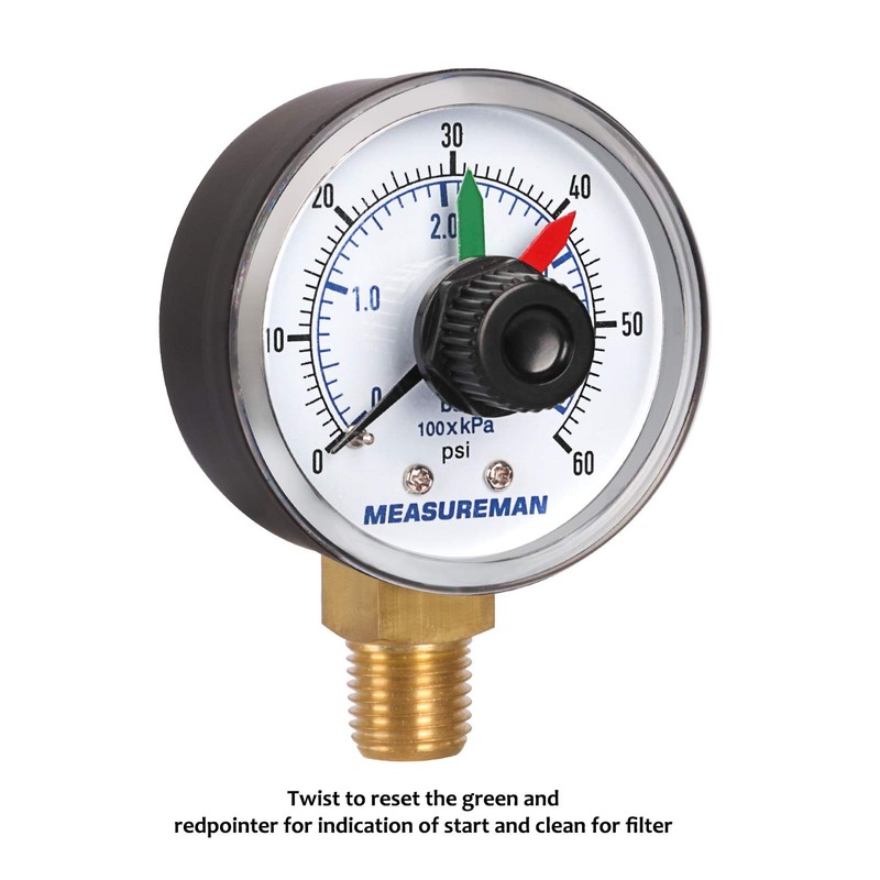 MEASUREMAN Boxed Pressure Gauge with Dial Replacement for Select Filters,