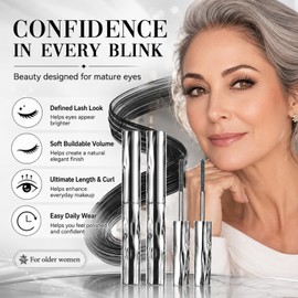 Mascara for Older Women 2PCS Set - Mascara Black, 4D Silk Fiber Lash Enhancer, Volumizing & Lengthening Formula, Ultimate Length & Curl, Clump-Free, Long-Lasting, Gentle for Sensitive Eyes