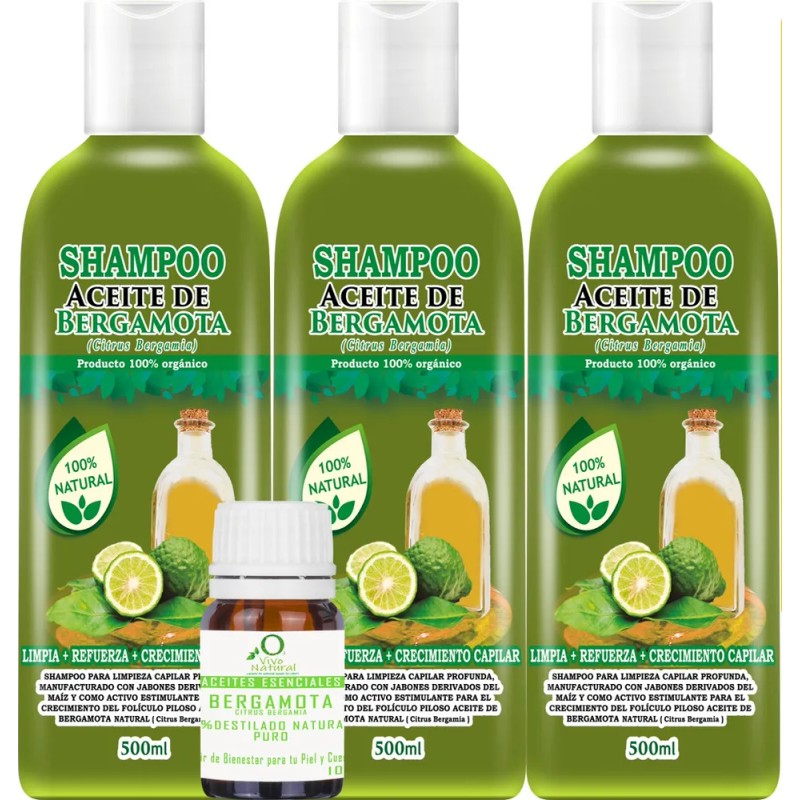 3 Shampoos De Bergamota Y 1 Aceite