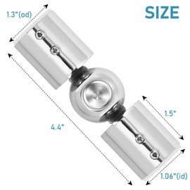 TOKPLNU Curtain Rod Connector, Heavy Duty Hinged Elbow Connector, Adjustable Corner Curtain Rod Connector for 1 Inch Bay Window Curtain Rods, Silver 2 PCS