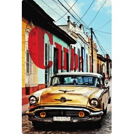 Metal Sign 20 x 30 cm Cuba Vintage Car Cuba Havana Tin Sign