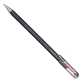 Pentel K110 Dual Hybrid Dual Metallic Metallic Gel Rollerball Pen Pack of Glitter Gel 1 2 Different Colour Effects on Light Wood/Dark Paper 0,5mm schw/met.Rot