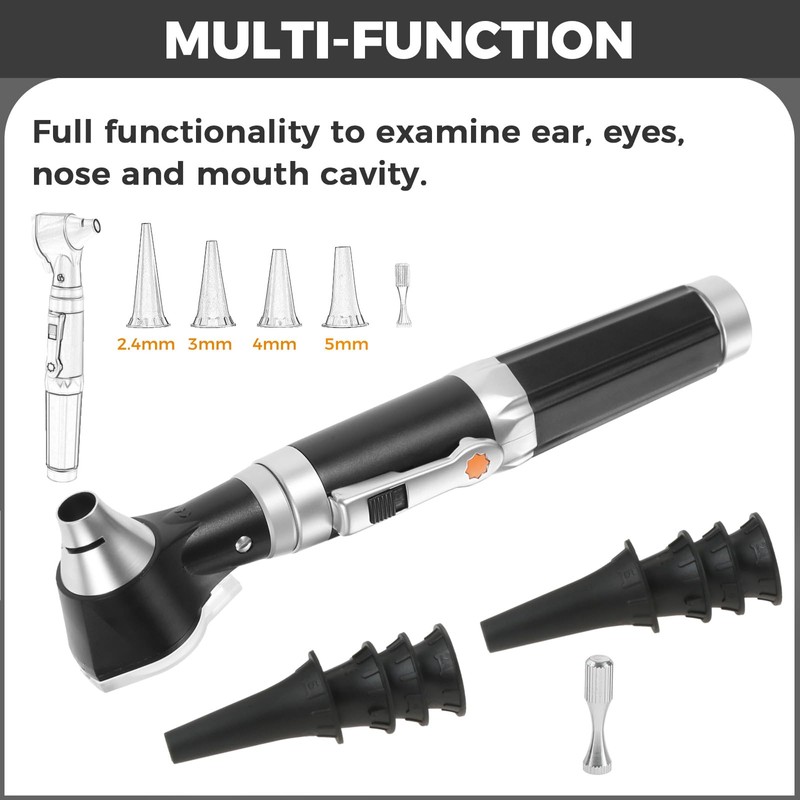 Otoscope Kit, Ear Scope with Light, 3X Magnification, 4 Speculum