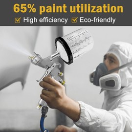 BENTOHKLE D1 LVLP Air Spray Gun Kit with 10Pcs 600ML Disposable Mixing Cups 1.3/1.5/1.7mm Nozzles Automotive Paint Gun Car Paint Sprayer for House Painting Furniture DIY