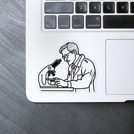 Azeeda Mittel 100mm 'Wissenschaftler untersuchen einen Mikroskop-Objektträger' Permanente Transparente Aufkleber für Fenster/Autos/Wände/Skateboards etc (DC00125869)