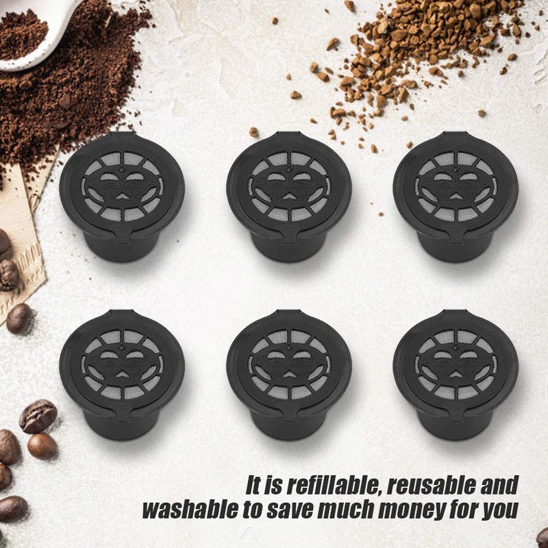 Café Recargable, 6 Piezas de Plástico y Acero Inoxidable Recargables