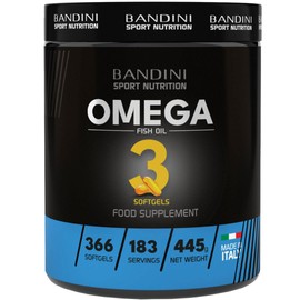 Bandini® Omega 3 Fish Oil 360 mg EPA and 240 mg DHA per Daily Dose (366 Capsules) - Food Supplement in Soft Softgels of Fish Oil (Pure) for Brain Function and Vision