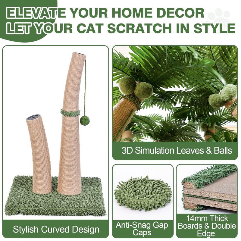 Palm Tree Cat Scratching Post, 36'' Cat Scratcher Post with