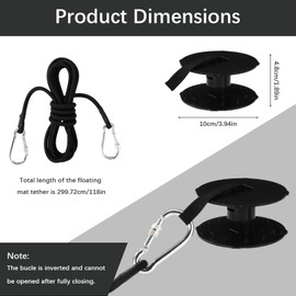 Floating Mat Grommet Kit, Nylon and Plastic Floating Mat Tether Kit Including Elastic Rope and Float Pad Buckle for Pool Lake Beach Foam Water Pads Secure Mooring