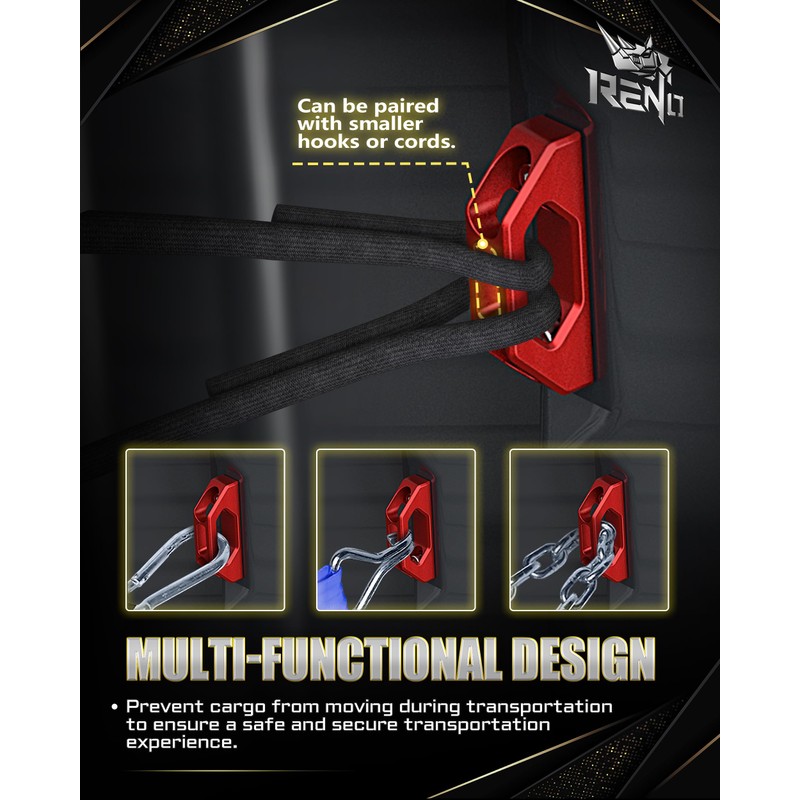 RENO Tie Down Hooks, Aluminium Bed Tie Down Anchors D