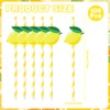 Lemonade Stand Paper Straws - 100PCS Fresh Lemonade Party Decorations