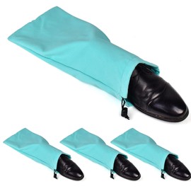 PlasMaller Shoe Storage Bags Microfiber Cloth with Drawstring For Men and Women for Travel Protecting and Storing Shoes (Turquoise, Set of 4)