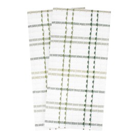 Ritz Royale Collection 100% Combed Terry Cotton, Highly Absorbent, Oversized Kitchen Towel Set, 28" x 18", 2-Pack, Checked, Cactus Green