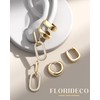 Florideco 3Pairs Chunky Gold Earrings Set 14K Gold Plated Hoop