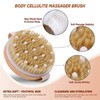 Round Wooden Body Brush, Massage Brush for Exfoliating, Body Scrubber,