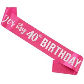 It's My 40th Birthday Sash Hot Pink,40th Birthday Sash for Women,Glitter Letter 40th Birthday Sash for Girls,Happy 40th Birthday Party Decorations,Hot Pink
