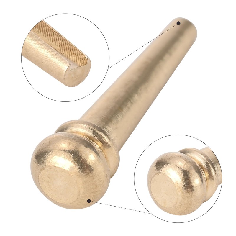 Swhmc Pack of 6 Brass Guitar Bridge Gold Endpin 6