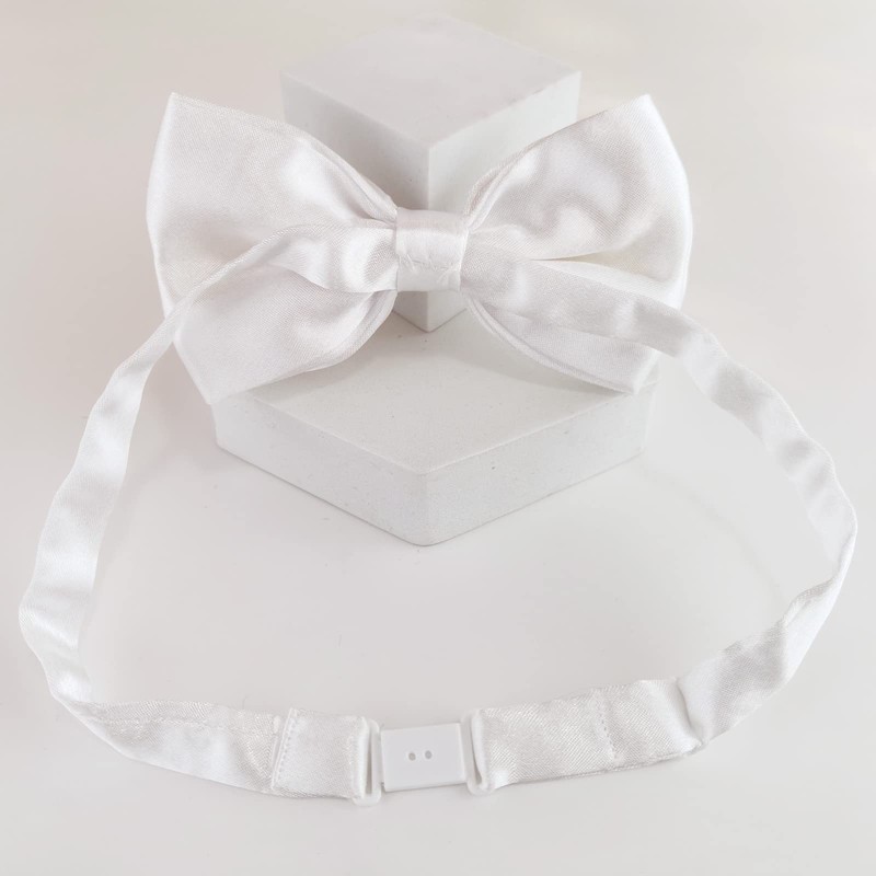 KOOLMOX Dog Bow Tie, Adjustable White Dog Collar Bow Tie