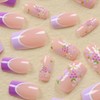Purple French Tip Press on Nails Medium Square Fake Nails