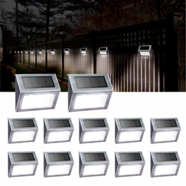 XLUX Solar Powered Lights for Deck Steps Stairs Fences Pathway Path, LED lamp, Outdoor Waterproof, White Light 12 Pack
