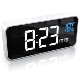 CSL - digitaler Wecker - mit Netzteil und extra großem 2200 mAh Akku – Musikwecker Reisewecker – 13 Songs und Klingeltöne - Temperaturanzeige - 2 Alarme – Schlummerfunktion – dimmbar