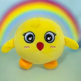 MIJOMA Cuddly Anti-Stress Squeeze Ball - Velvet Plush Squeeze Ball in Kawaii Design, Sensory Toy for All Ages Diameter 10 cm (Yellow Chick)