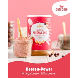 OATSOME® Alice Im Beerenland | Smoothie Bowl Mit Acai & Erdbeeren | 100% Natürlich, Vegan & Ohne Zuckerzusatz + Zusatzstoffe | Einfache Zubereitung | Frühstück | Superfoods | Gefriertrocknung | 400g