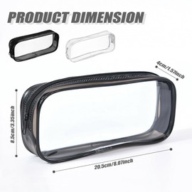 huiyoujiu 2 Pcs Clear Pencil Case, Large Exam Pancil Bag, PVC Transparent Pen Case, Versatile Storage Bag for Stationery, Cosmestic, Toiletries, Travel & Office Supplies (Black, White)