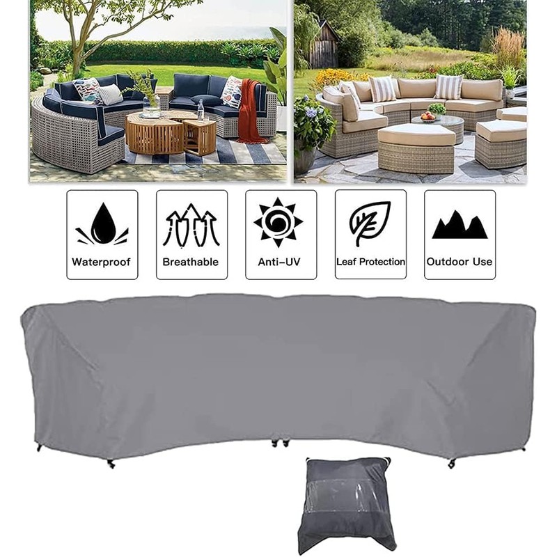 UCARE Curved Sofa Cover Outdoor Couch Sectional Protector Waterproof Half