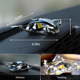 Corunkeer Car Air Freshener, Drone Solar Energy Rotating Aromatherapy Al Alloy Diffuser,Long-Lasting Fragrance, Interior Decoration Accessories Diffuser for Car and Home（Sliver）