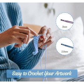 Homewit Wool for Knitting, 6 Balls Cotton for Knitting, 100% Baby Wool for Crocheting, Soft Approx. 160 m/50 g, Crochet Yarn Cotton with 2 Metal Crochet Hooks (2.5-3.5 mm) for Hand Knitting Yarn -