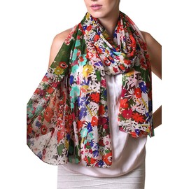 Anika Dali Women's Emma Colorful Floral Print Scarf, Soft, Lightweight, Sheer, Oversize, Multicolor
