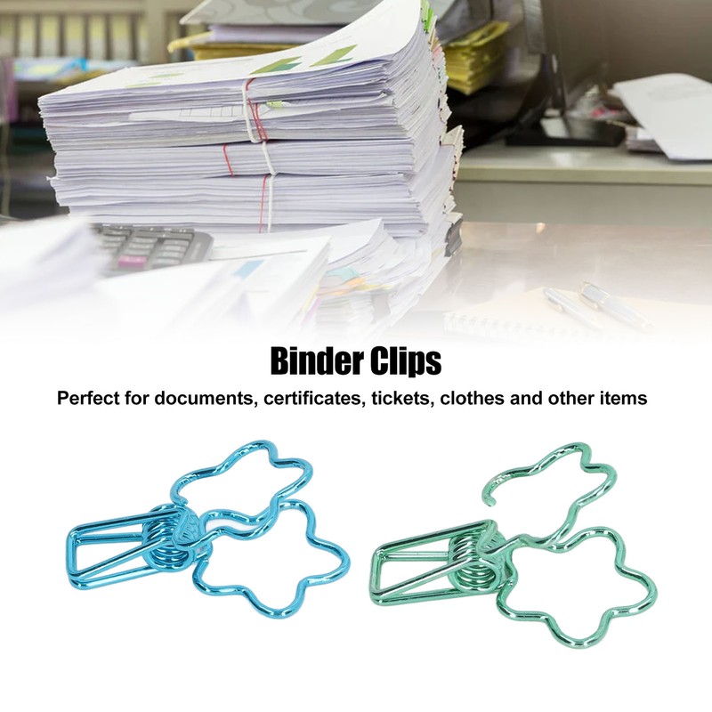 100 Pcs Binder Clips Hollow Cute Flower Shape Sturdy Metal