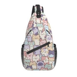 Funny Cute Cat Sling Backpack Cat Chest Bags Crossbody Animal Shoulder Bag for Men Women