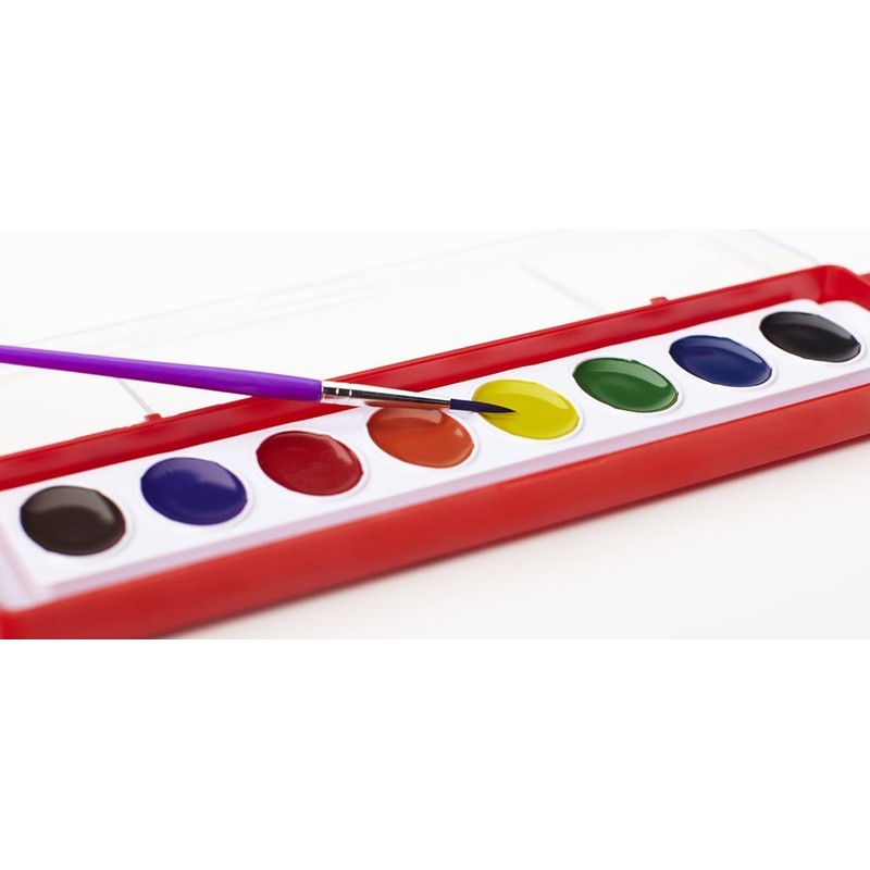 RoseArt 8-Color Washable Watercolors with 1 Paintbrush, Packaging May Vary