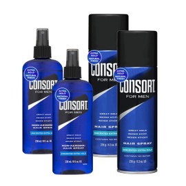 Hair Spray Extra Hold Unscented for Men - Non-Aero and Aerosol - Pack of 4 - Long-Lasting Finish - Humidity Resistant - Quick Drying Formula - 8.3 oz