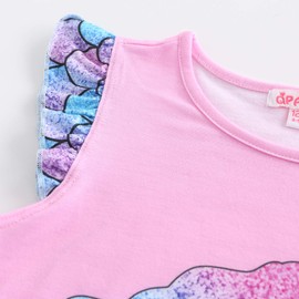QPANCY Camisones a juego para niñas y muñecas de princesa con mangas aleteadas, pijamas de noche, Princesa sirena., 6-7 Años