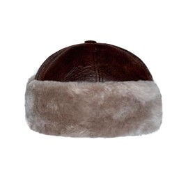 Premium Leather Unisex Shearling Sheepskin Fur Winter Beanie - Warm Wool Skull Hat for Men & Women (US, Alpha, Small, Tøbåccø)