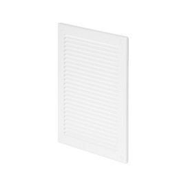 Awenta 5.5" x 8" Inch Square Plastic White Ventilation Grille with Mesh - Intake, Exhaust, Dryer Soffit Air Vent Cap - HVAC Ceiling Register Vent Cover - Crawl Space Exhaust Wall Vent Hose