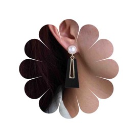 TseanYi Boho Acrylic Square Dangle Earrings Vintage Pearl Studs Earrings Black Rectangle Dangle Earrings Long Square Drop Earrings Rectangle Geometric Drop Earrings