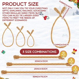 Zhengmy 24 Pcs Christmas Garland Ties Extra Long 30 Inches 25 Inches 20 Inches Decorative Twist Tie for Banister Reusable Flexible Twist Tie for Garland Stairway Railing Xmas Holiday Home Decor(Gold)